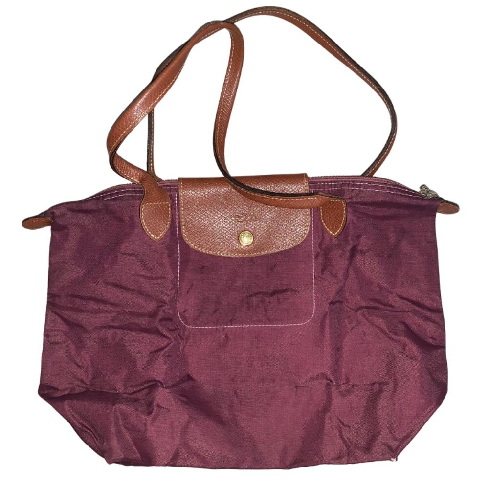 Pre-Owned Longchamp Le Pliage Medium Tote in Bordeaux Long Straps